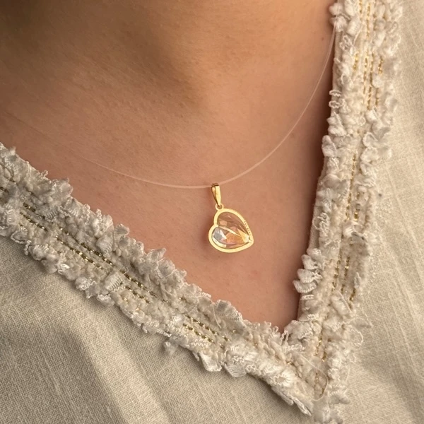 آویز طلا سواروسکی قلبی زرد